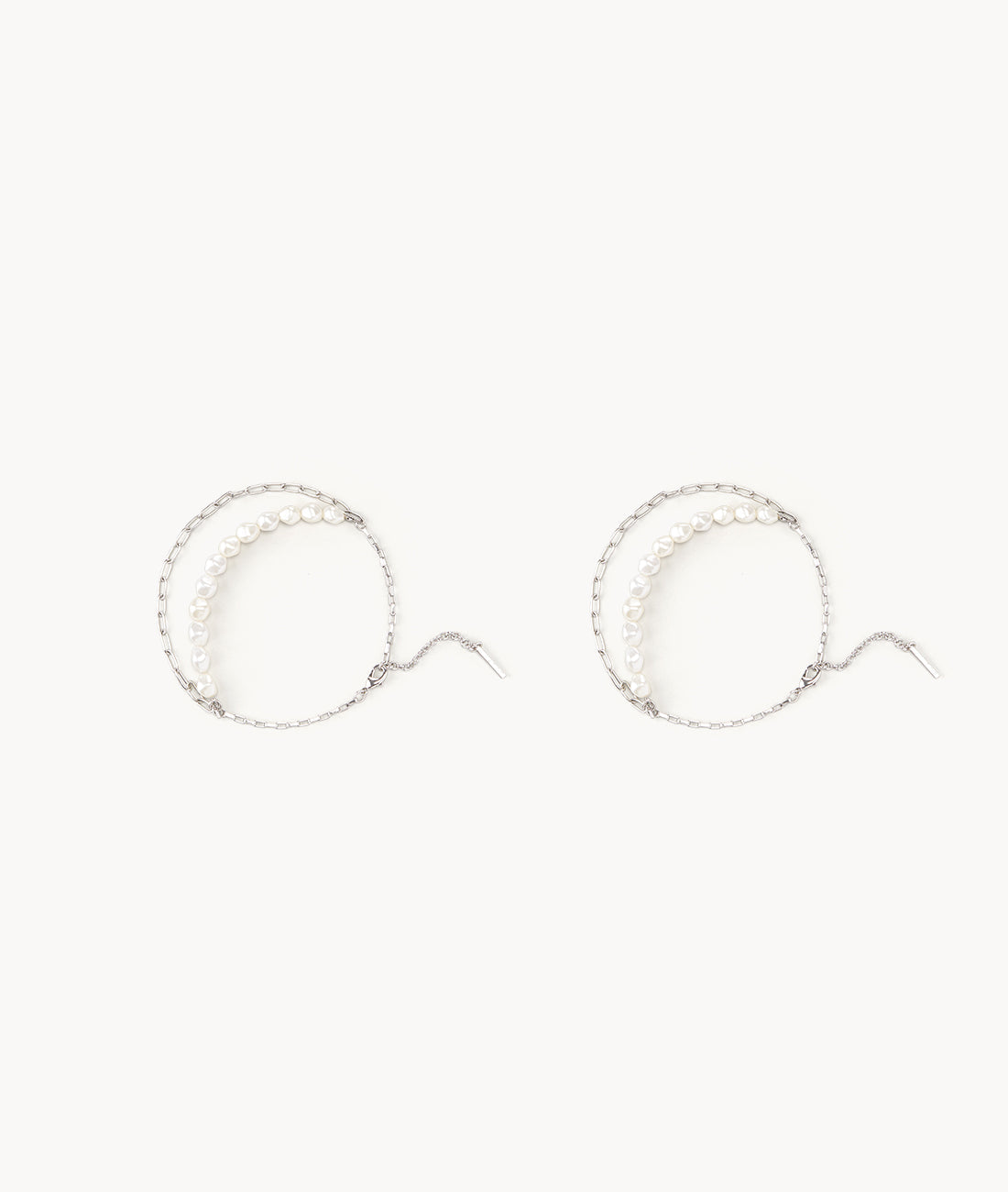 Silver Square Beaded Instep Ankle Chain 7or9