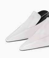 7or9 Black Label Comfort Creamy White Round-toe Calfskin Leather Mules for Women 35 mm/1.38'' Kitten Heels-Full Moon 4.0