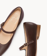 Coffee close toed pinted toe Mary Jane