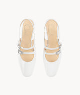 Epiphyllum Mary Jane-Square-toe white Slingback Flat with 25mm heel